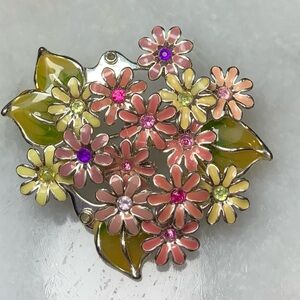 Vintage Liz Claiborne Enamel Flower Brooch | LC Floral Pin